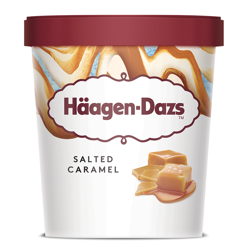 A pint of Häagen Dazs Salated Caramel ice cream