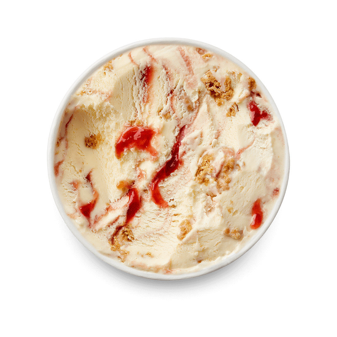 Haagen Dazs Strawberry cheesecake pint top view lid off